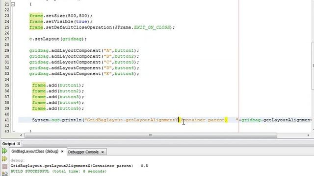 Java Programming Tutorial -GridBagLayout-8- public float getLayoutAlignmentY(Container parent) смотреть онлайн