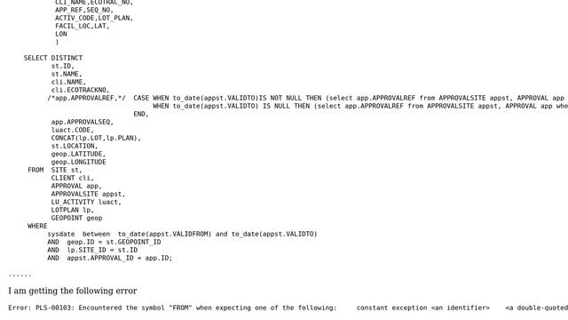 Databases: Getting oracle error ora-00103 when I try to execute a package in oracle 10g смотреть онлайн
