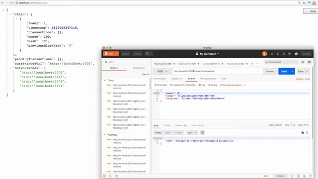 Own Blockchain with POW in Javascript. Nodes Net Working Example. смотреть онлайн