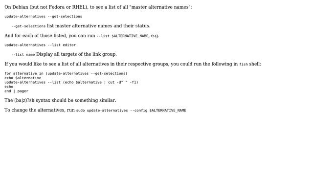 Is there a way to list all configurable `alternatives` (symlinks for similar commands) on the... смотреть онлайн