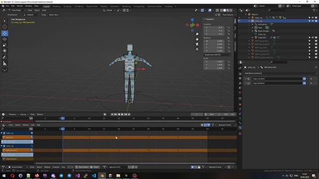 Экспорт из Blender в Unity rigify анимации смотреть онлайн