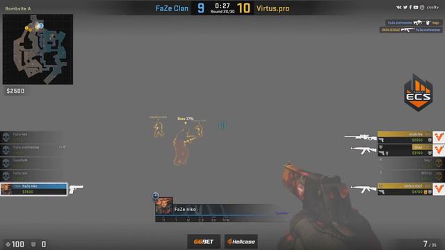 ПЕРВАЯ ИГРА FAZE БЕЗ ADREN | FAZE VS VIRTUS.PRO | ECS Season 7 Europe Week 4 смотреть онлайн