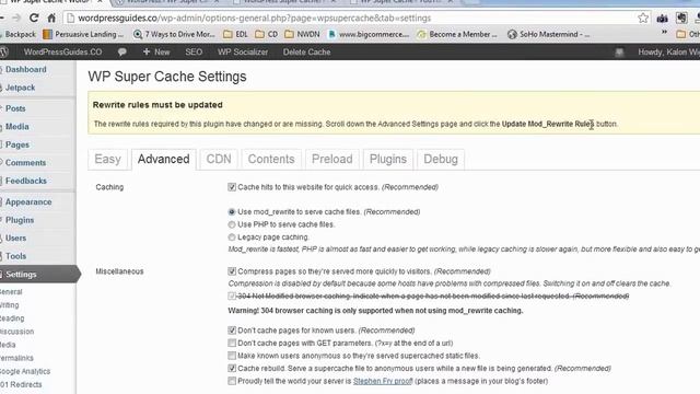 Wp Super Cache plugin Settings Tutorial смотреть онлайн