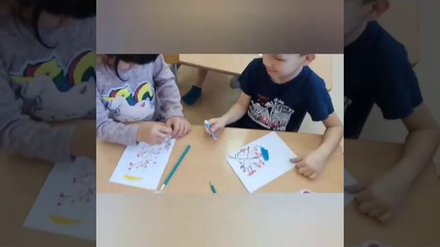 Рябина. Рисование ватными палочками. смотреть онлайн