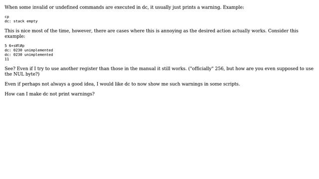 Unix & Linux: How can I supress GNU dc warnings? смотреть онлайн