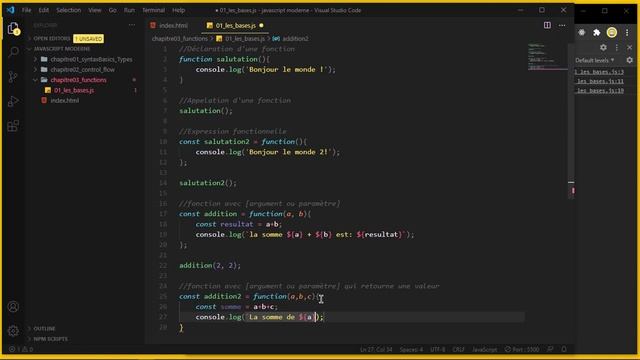Javascript moderne (ES6 - ES11) #17 Déclaration et Usage d'une fonction (arrow function) [Tuto fr] смотреть онлайн