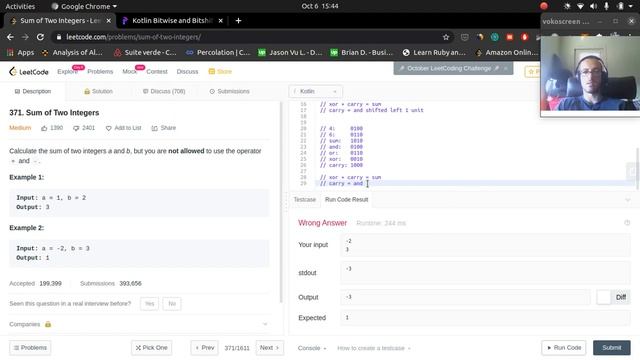 Sum of Two Integers Leetcode Kotlin смотреть онлайн