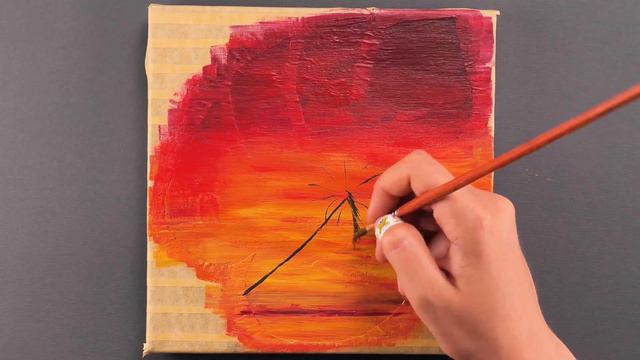Monstera Leaf Acrylic Painting Using Masking Tape #49｜Satisfying Masking Tape ASMR смотреть онлайн