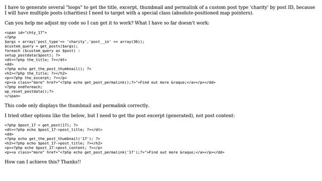 Wordpress: How to get custom post type title, excerpt, thumbnail and permalink by post ID? смотреть онлайн