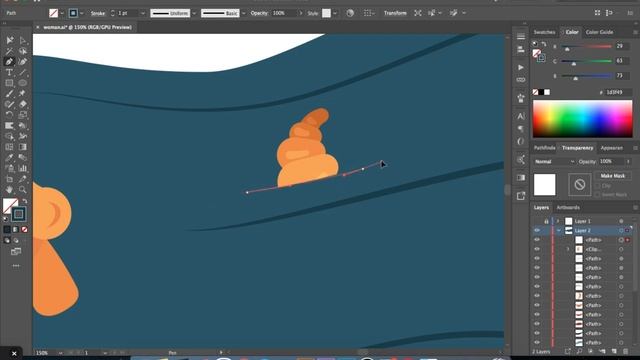 Рисуем длинноволосую девушку в Adobe Illustrator | уроки для новичков смотреть онлайн