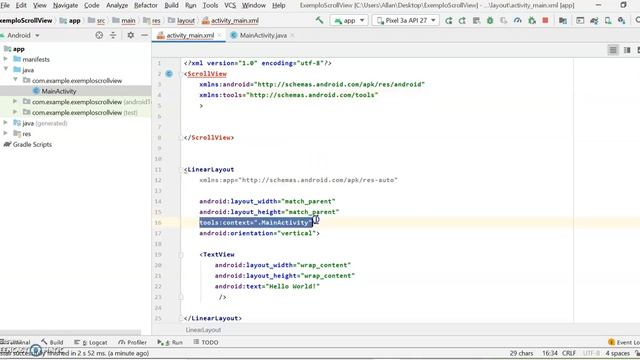 AndroidStudio - ScrollView смотреть онлайн