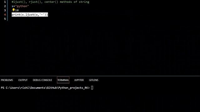 ljust, rjust and center methods in python/ Rishi Kalyan смотреть онлайн