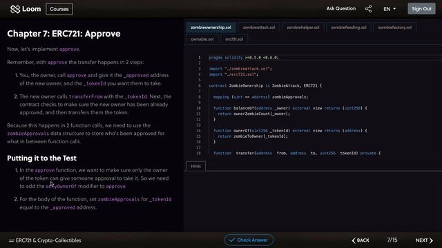 Solidity with Crypto Zombie lesson 5 #7 ERC721: Approve смотреть онлайн