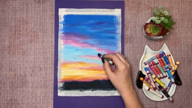 Hawaiian Sunset Art / Drawing Process Oil Pastels // Гавайский закат / Масляная пастель