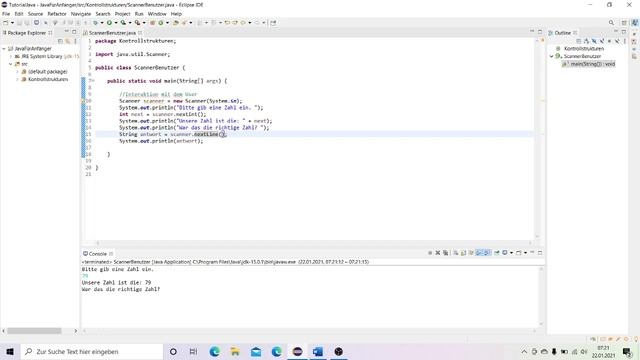 Java Scanner mit if else Statement | Java Tutorial für Anfänger смотреть онлайн