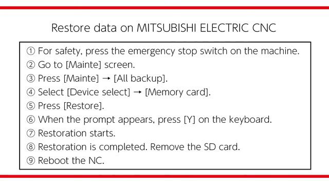 Backup and Restore Data on MITSUBISHI ELECTRIC CNC～M800/M80/E80～｜MITSUBISHI ELECTRIC смотреть онлайн