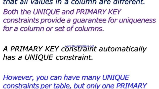 Primary Key, Foreign Key, NOT NULL, DEFAULT, UNIQUE, and CHECK || Table Constraints in SQL смотреть онлайн