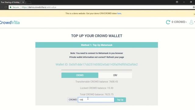 Crowdvilla Booking Demo - 4. Topup CROWD смотреть онлайн