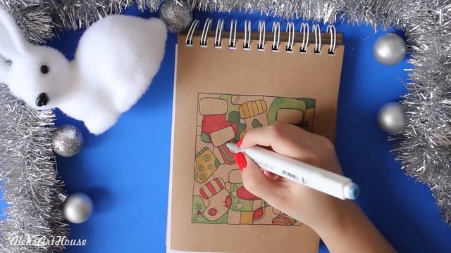 Дудлинг рисование | Новогодние носочки смотреть онлайн