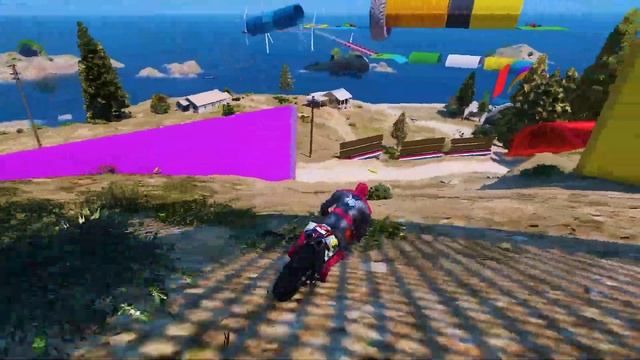 GTA V Mega Race Challenge with SpiderMan & Superheroes on Mega Ramp Boats, Cars, Motorcycle смотреть онлайн