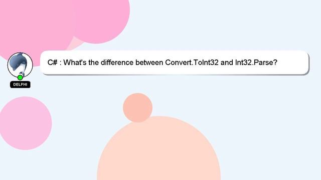 C# : What's the difference between Convert.ToInt32 and Int32.Parse? смотреть онлайн