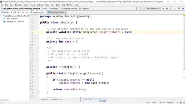 The Java Design Patterns Course--6 Implementation Double Checked Locking смотреть онлайн