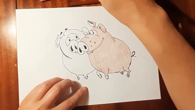 Как нарисовать влюбленных хрюшек на свидании. Рисуем свинок поэтапно. Мастер класс для детей. смотреть онлайн