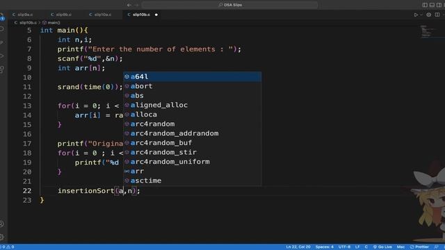 Write a ‘C’ program to sort randomly generated array elements using Insertion sort method. смотреть онлайн