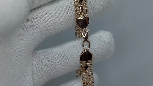 Золотой браслет двойной Бисмарк с накладками. смотреть онлайн