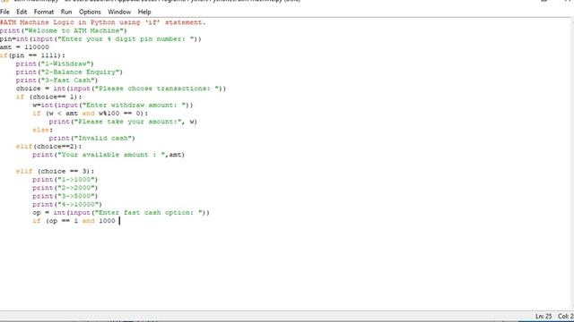 ATM Machine Logic in Python using ‘if’ statement. смотреть онлайн