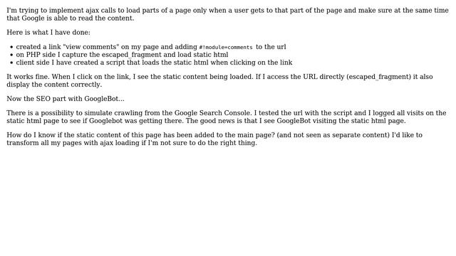 Will Google index AJAX content as part of the page when it loads into the page on click and... смотреть онлайн