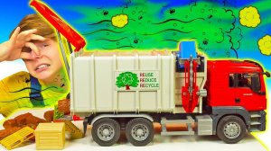 У мусоровоза не вращается шнек! Чиним игрушки в видео для мальчиков про машинки