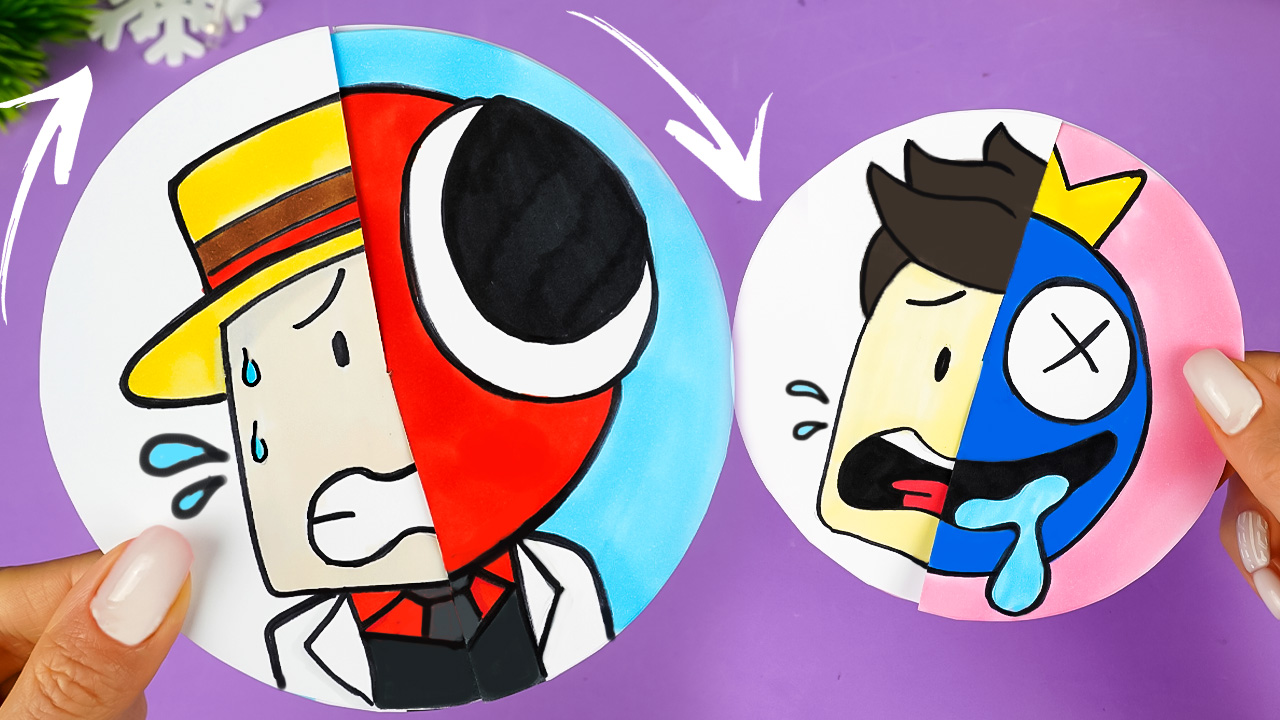 Роблокс, что скрывают Радужные Друзья ? Простые поделки из бумаги с изменением лица смотреть онлайн