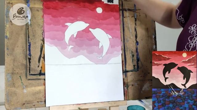 Дельфины гуашью смотреть онлайн