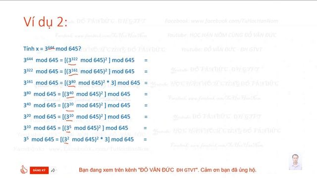 Hạ bậc (Đệ quy) Tính lũy thừa modulo смотреть онлайн