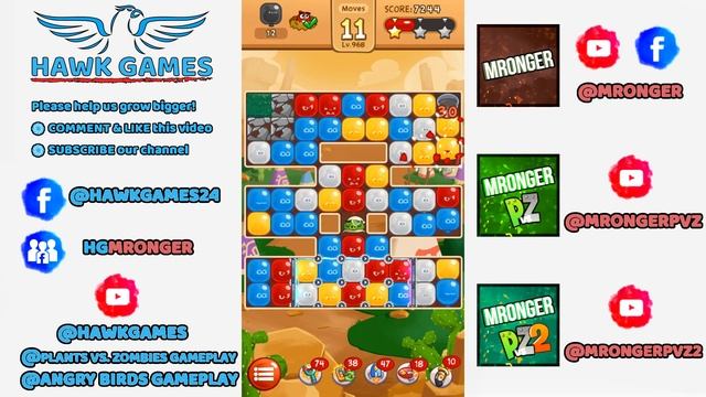 Angry Birds Blast Level 968 - 3 Stars Walkthrough, No Boosters смотреть онлайн