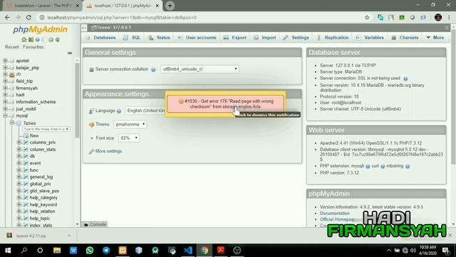 XAMPP - [ HOW TO FIX ] - GOT ERROR 176 "READ PAGE WITH WRONG CHECKSUM" FROM STORAGE ENGINE ARIA смотреть онлайн