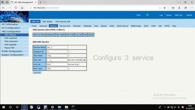 How To Configure 1GE+1FE+1POTS+WiFi GPON ONU In OLT