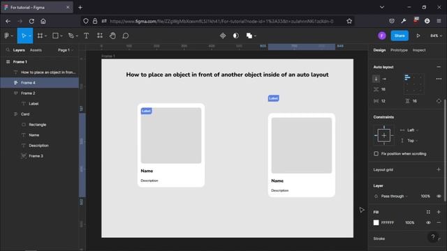 HOW TO PLACE AN OBJECT IN FRONT OF ANOTHER OBJECT INSIDE OF AN AUTO LAYOUT FIGMA CARD TUTORIAL 2022 смотреть онлайн