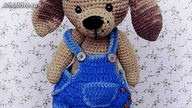 Амигуруми: схема Собачка в комбинезоне. Игрушки вязаные крючком - Free crochet patterns. смотреть онлайн