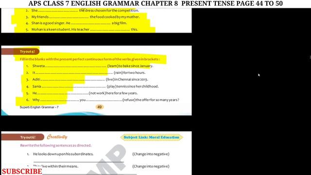 class 7 ENGLISH GRAMMAR CHAPTER 8 | PRESENT TENSE | EXERCISE | PAGE 44 TO 50 @nksclasses смотреть онлайн