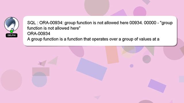 SQL : ORA-00934: group function is not allowed here 00934. 00000 - "group function is not allowed h смотреть онлайн