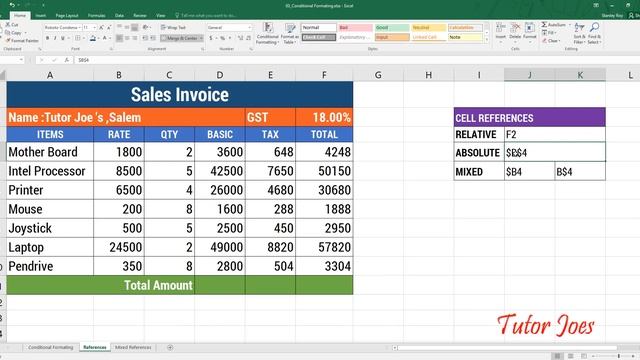 Relative|Absolute|Mixed References Microsoft Excel 2016 in Tamil смотреть онлайн