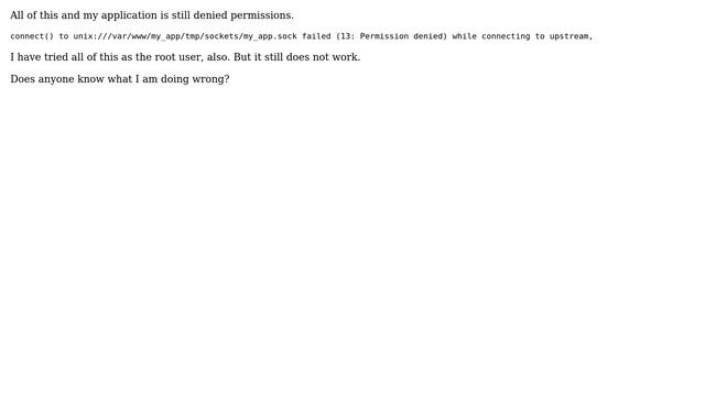 Why can't nginx access puma socket on CentOS 7? смотреть онлайн