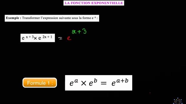 ex 1 : transformer l'expression exp(x + 3)*exp(2x + 1) sous une forme exp(A) смотреть онлайн