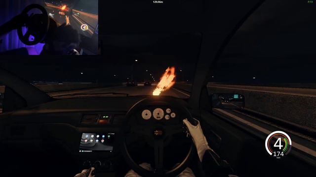 Mitsubishi Evo IX Pushin P Tuned Swerving Through Traffic - Assetto Corsa (Thrustmaster T300RS) смотреть онлайн