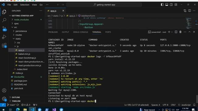 Connect the getting-started app container to a MySQL container смотреть онлайн