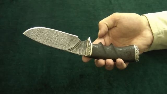 Дамасский нож ручной ковки Бобр, шкурник смотреть онлайн
