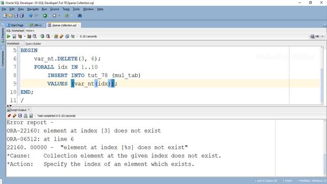 PL/SQL tutorial 78: PL/SQL FORALL statement with INDICES OF clause in Oracle Database смотреть онлайн