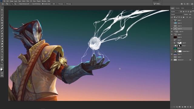 How to paint MAGIC LIGHTNING and ELECTRICITY - Art tutorial смотреть онлайн